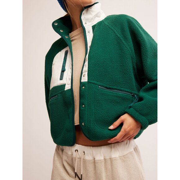 🆕 FP MOVEMENT Hit The Slopes Colorblock Fleece Jacket / Evergreen Combo - Picture 4 of 9
